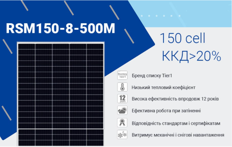 Сонячна панель Risen RSM 150-8-500M TITAN